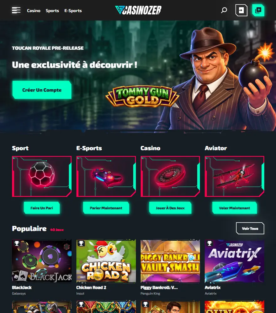 Page d’accueil de Casinozer