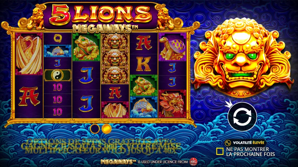 5 Lions Megaways, écran du jeu 5 Lions Megaways, écran du jeu