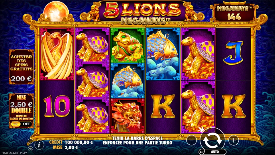 5 Lions Megaways, écran après un tour 5 Lions Megaways, écran après un tour