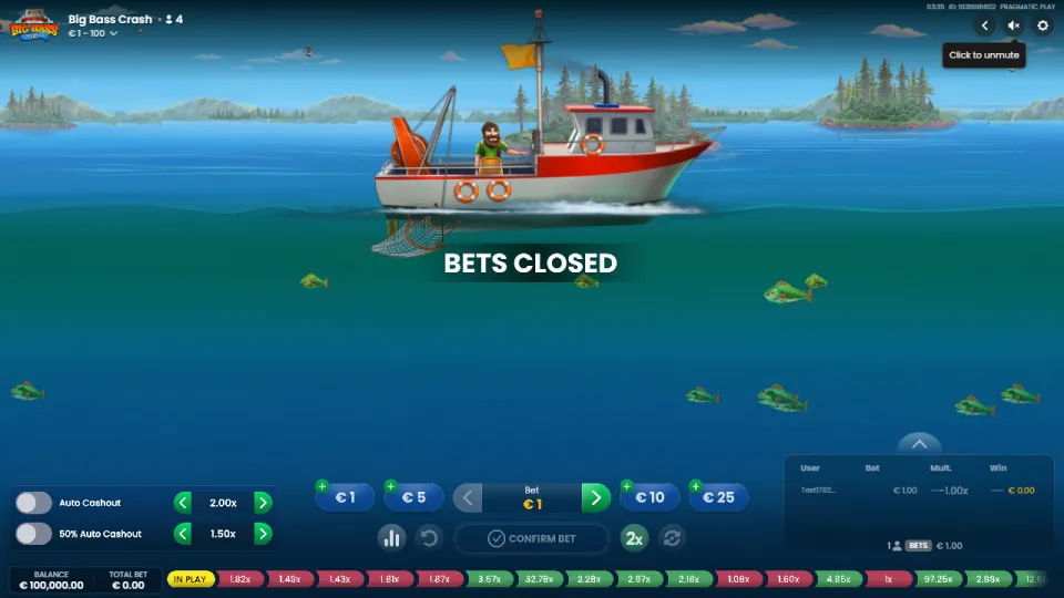Big Bass Crash, manche en cours Big Bass Crash, manche en cours