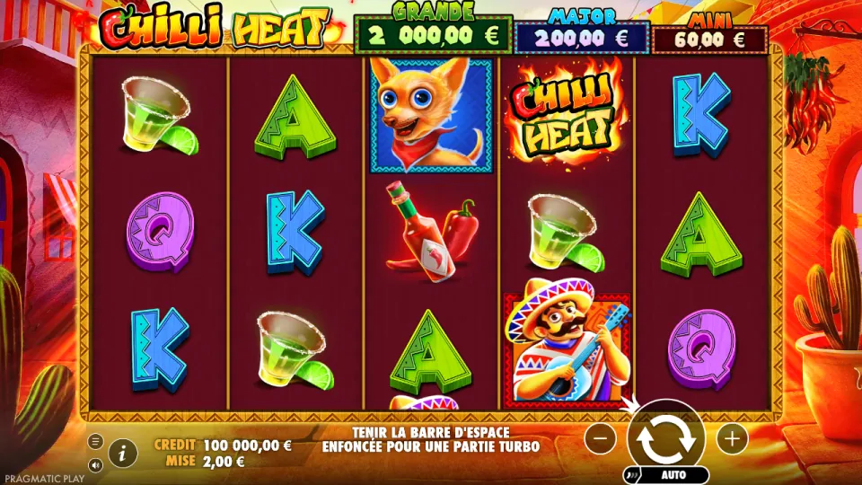 Chilli Heat, écran après un tour Chilli Heat, écran après un tour