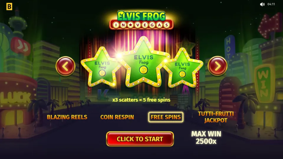 Elvis Frog in Vegas, écran du jeu