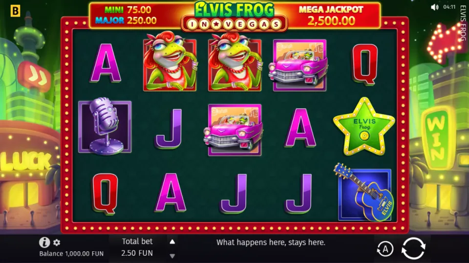 Elvis Frog in Vegas, écran après un tour
