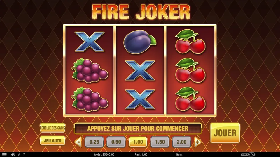 Fire Joker, écran du jeu