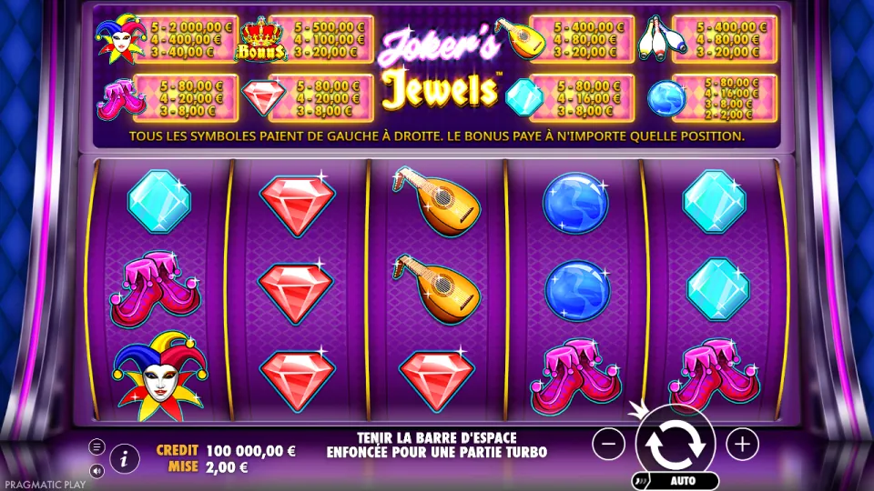 Joker’s Jewels, écran du jeu Joker’s Jewels, écran du jeu