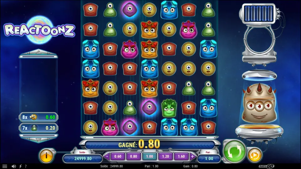 Reactoonz, écran après un tour Reactoonz, écran après un tour