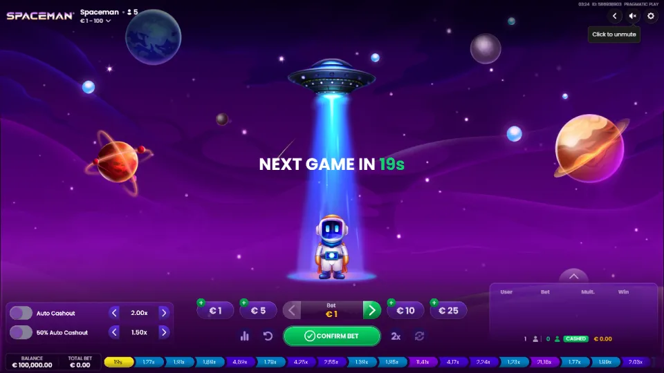 Spaceman, écran du jeu Spaceman, écran du jeu