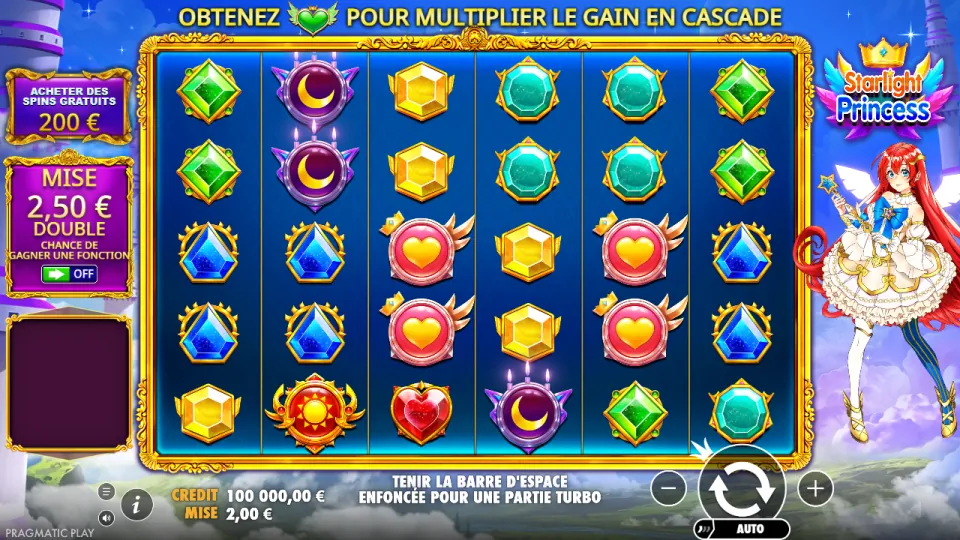 Starlight Princess, écran du jeu Starlight Princess, écran du jeu