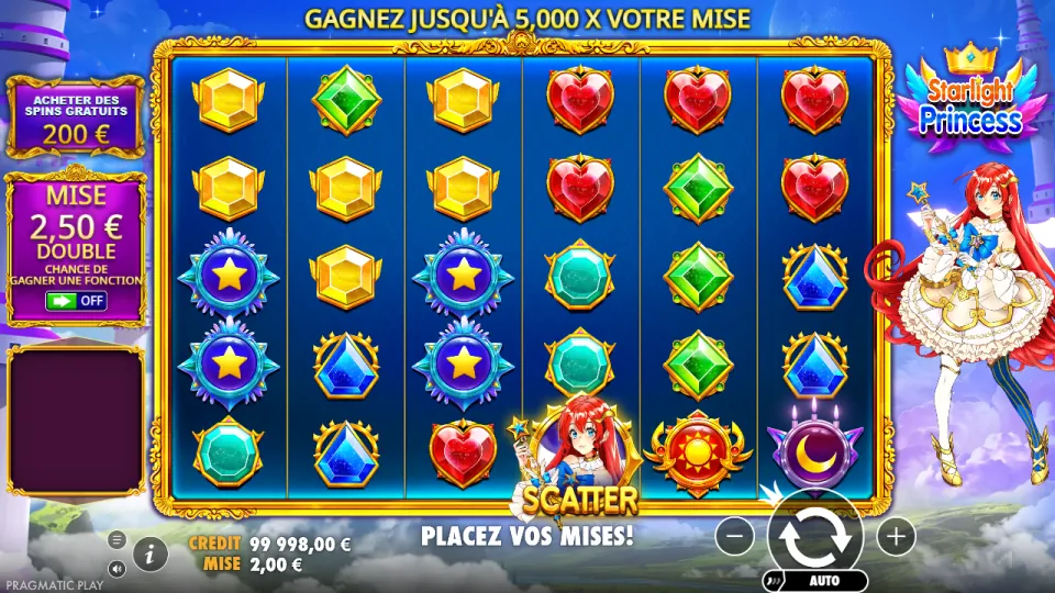 Starlight Princess, écran après un tour Starlight Princess, écran après un tour