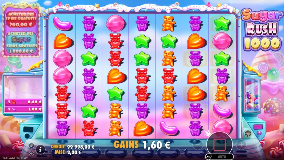 Sugar Rush 1000, écran après un tour Sugar Rush 1000, écran après un tour