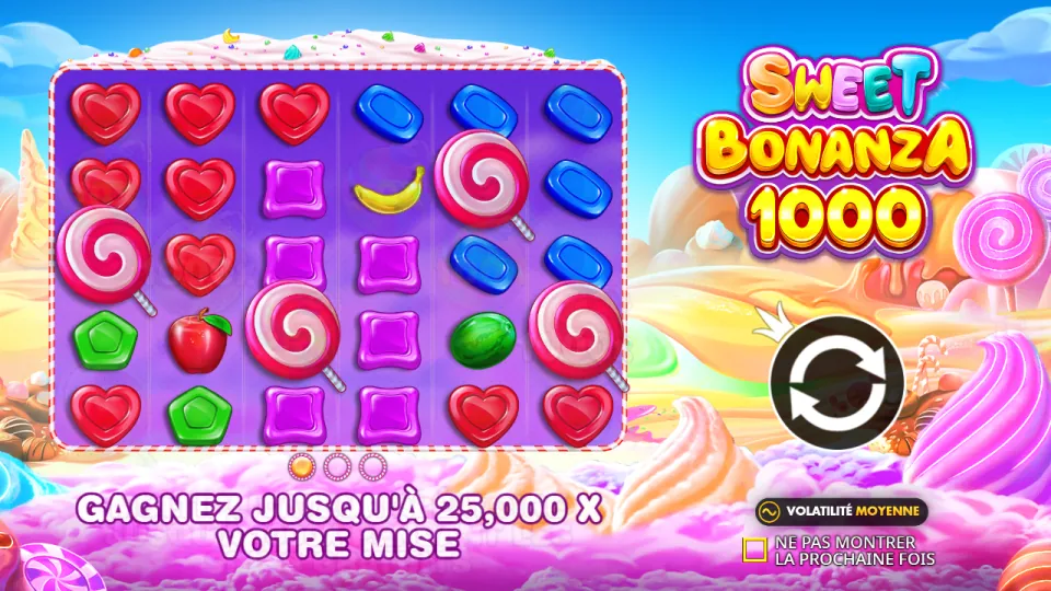 Sweet Bonanza 1000, écran du jeu