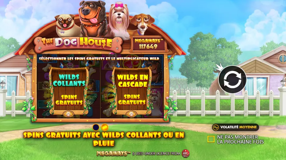 The Dog House Megaways, écran du jeu The Dog House Megaways, écran du jeu