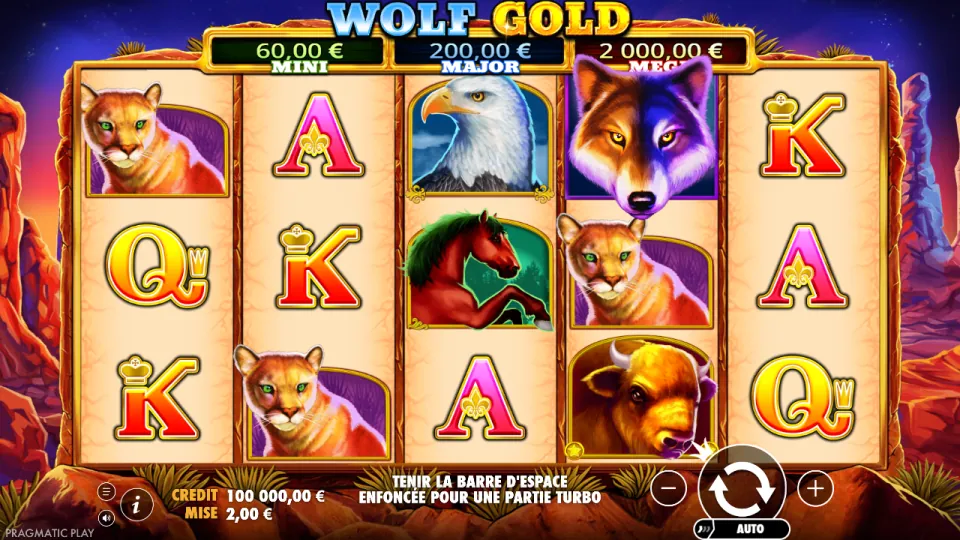 Wolf Gold, écran après un tour Wolf Gold, écran après un tour