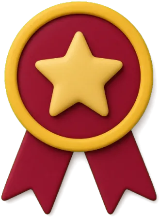 Badge de note avec une étoile, symbole d’un casino en ligne fiable