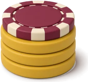 Petite pile de pièces dorées surmontée d’un jeton bordeaux, symbole d’un petit dépôt