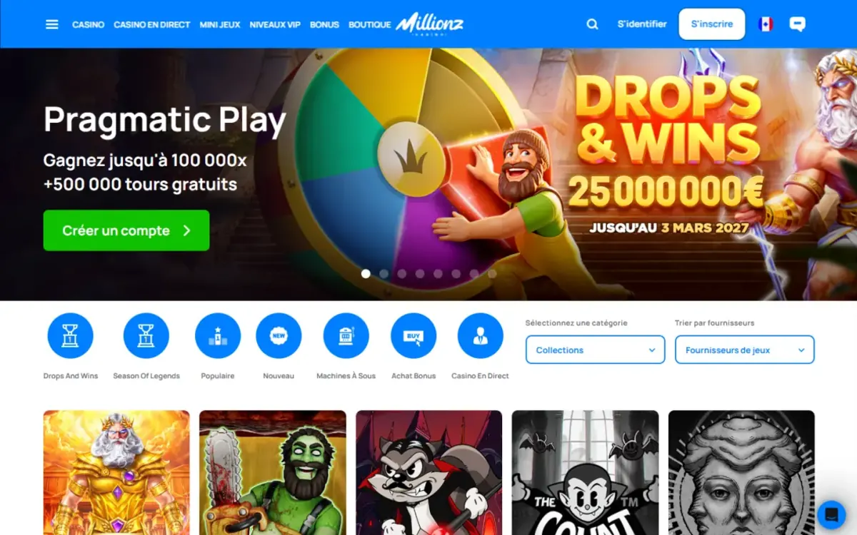 Millionz Casino Millionz Casino: page d’accueil du casino